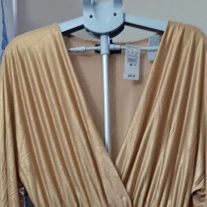 Gold & Gorgeous Ashley Stewart Dramatic sleeve evening dress